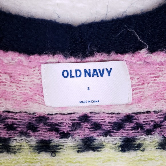 Old Navy Open Front Fair Isle Cardigan Sweater Small Longline Cozy Nordic Cabin - Picture 4 of 8